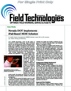 FieldTechnologiesOnline.com  October 2012 OPTIMIZE FIELD WORKERS, SERVICE & ASSETS Case Study