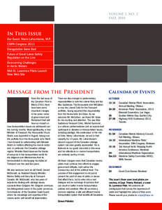 VOLUME 2, NO. 2 FALL 2010 In This Issue Our Guest: Mario Laframboise, M.P. CMPA Congress 2011