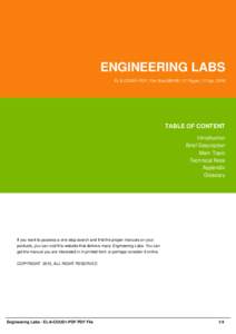 ENGINEERING LABS EL-8-COUS1-PDF | File Size 889 KB | 17 Pages | 17 Apr, 2016 TABLE OF CONTENT Introduction Brief Description