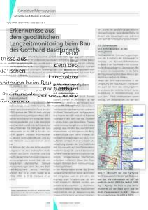 Géodésie/Mensuration  Erkenntnisse aus dem geodätischen Langzeitmonitoring beim Bau des Gotthard-Basistunnels