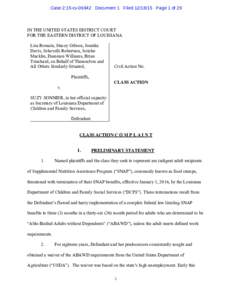 Case 2:15-cvDocument 1 FiledPage 1 of 29  IN THE UNITED STATES DISTRICT COURT FOR THE EASTERN DISTRICT OF LOUISIANA Lisa Romain, Stacey Gibson, Joanika Davis, Schevelli Robertson, Jericho