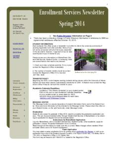 1  Enrollment Services Newsletter UNIVERSITY OF SOUTHERN MAINE