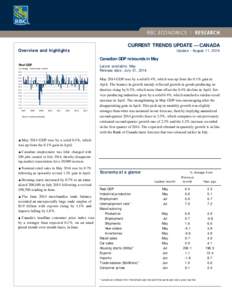 CURRENT TRENDS UPDATE — CANADA  Overview and highlights Update - August 11, 2014