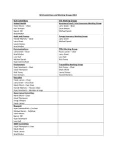 SCA Committees and Working Groups 2014 SCA Committees Animal Health Dean Moore – Chair Ken Demyen Garret Hill