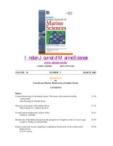 Indian Journal of Marine Sciences (www. niscair.res.in) CODEN: IJMNBF VOLUME 34