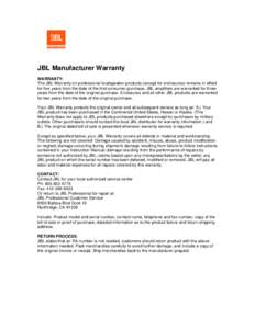Microsoft Word - JBL Manufacturer Warranty.doc