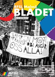 December  Transgender Day of Remembrance Nya Lokalen Kalendarium Månadens RFSLare