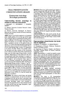 Annales de Toxicologie Analytique, vol. XIX, n° 4, 2007  ORAL PRESENTATIONS COMMUNICATIONS ORALES Postmortem toxicology Toxicologie postmortem