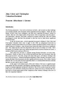 John Cabot and Christopher Columbus Revisited Francesc Albardaner i Llorens