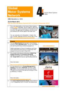 Global Motor Systems Network EMSA Newsletter no[removed]Zurich March 2012
