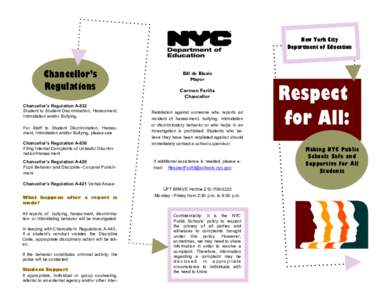 New York City Department of Education Chancellor’s Regulations Chancellor’s Regulation A-832