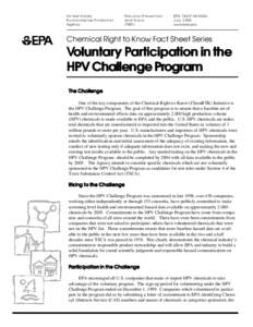 US EPA/Voluntary Participation in the HPV Challenge Program (Fact Sheet)