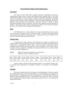 Preconstruction Timing Analysis Requirements