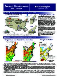 Quarterly Climate Impacts and Outlook Eastern Region September  2012