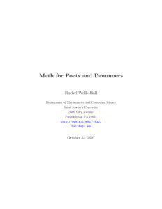 Math for Poets and Drummers Rachel Wells Hall Department of Mathematics and Computer Science