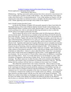 Southern Campaign American Revolution Pension Statements Pension application of Benjamin Hester S6998 fn12NC Transcribed by Will Graves[removed]Methodology: Spelling, punctuation and/or grammar have been corrected in so