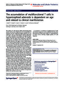 Knolle et al. Molecular and Cellular Pediatrics 2014, 1(Suppl 1):A18 http://www.molcellped.com/content/1/S1/A18 MEETING ABSTRACT  Open Access