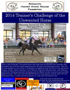i[removed]Trainer’s Challenge of the Unwanted Horse Saturday, September 20th, 2014. Doors Open 9:00 a.m.