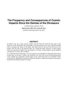 The Frequency and Consequences of Cosmic Impacts Since the Demise of the Dinosaurs by Michael Paine and Benny Peiser