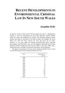 Recent developments in environmental criminal law in New South Wales (in: Environmental crime : proceedings of a conference held 1-3 September 1993, Hobart)