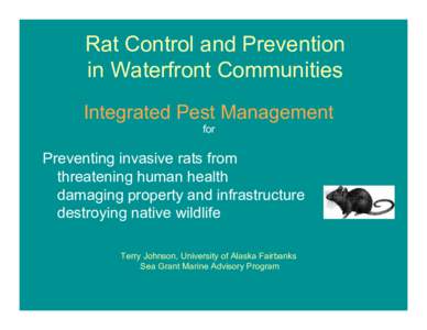 Rat Control and Prevention in Waterfront Communities Integrated Pest Management for  Preventing invasive rats from