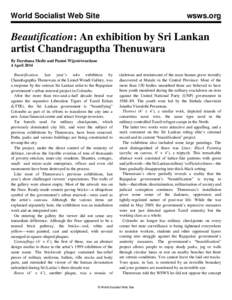 World Socialist Web Site  wsws.org Beautification: An exhibition by Sri Lankan artist Chandraguptha Thenuwara