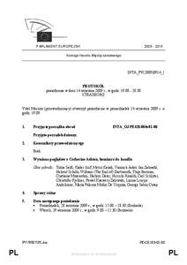 [removed]PARLAMENT EUROPEJSKI Komisja Handlu Międzynarodowego  INTA_PV(2009)0914_1