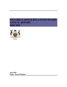 ONTARIO LABOUR RELATIONS BOARD ANNUAL REPORT