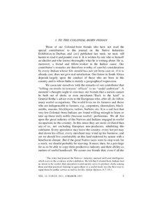 1. TO THE COLONIAL-BORN INDIAN Those of our Colonial-born friends who have not read the special contribution1 to this journal on the Native Industries