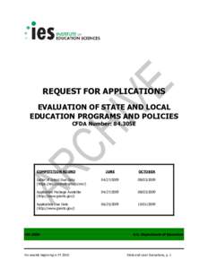 RFA Evaluation of State and Local Education Programs and Policies