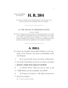 I  111TH CONGRESS 1ST SESSION  H. R. 384