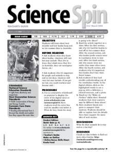 Spin 3-6 • March 2015 TEACHER’S GUIDE  Check out the NEW Science Spin website at www.scholastic.com/sciencespin3-6. To contact the editor, e-mail .