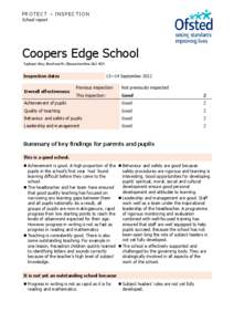 PROTECT – INSPECTION School report Coopers Edge School Typhoon Way, Brockworth, Gloucestershire,GL3 4DY.