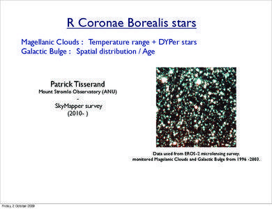 Variable stars / R Coronae Borealis variables / Astrochemistry / Astronomical objects / Infrared / Star / Sagittarius A / R Coronae Borealis / Gravitational microlensing / Astronomy / Universe / Space