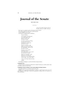 32  JOURNAL OF THE SENATE Journal of the Senate SECOND DAY