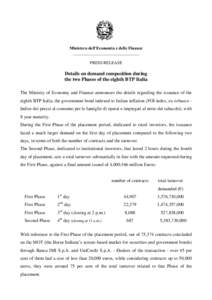 Ministero dell’Economia e delle Finanze _______________________________ PRESS RELEASE Details on demand composition during the two Phases of the eighth BTP Italia