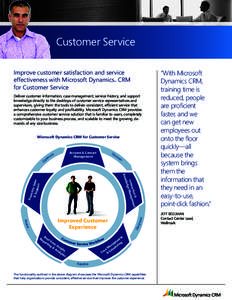Customer Service Improve customer satisfaction and service effectiveness with Microsoft Dynamics CRM for Customer Service TM