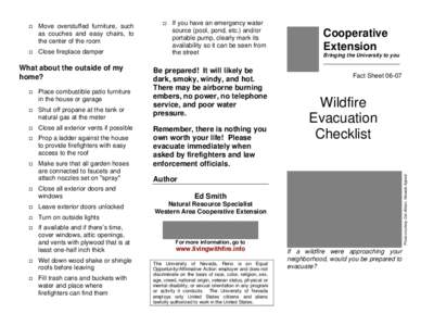 Wildfire Ecacuation Checklist