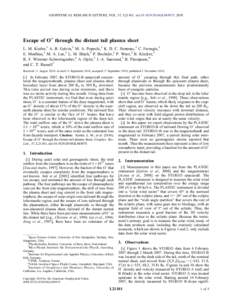 GEOPHYSICAL RESEARCH LETTERS, VOL. 37, L21101, doi:2010GL045075, 2010  Escape of O+ through the distant tail plasma sheet L. M. Kistler,1 A. B. Galvin,1 M. A. Popecki,1 K. D. C. Simunac,1 C. Farrugia,1 E. Moebius