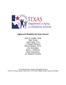 Texas Aging and Disability Services Council meeting agenda for September 11, 2014