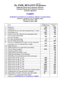 ® BG6599  Dr. EMIL BENATOV & partners Bulgarian Patent and Trademark Attorneys European Patent and Trademark Attorneys Licensed Appraisers