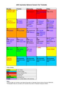 2010 Australian National Careers Fair Timetable Monday 1 MARCH 2010 Pub Hol in WA  Tuesday