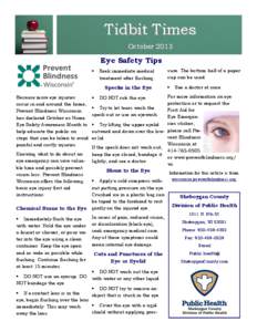 Tidbit Times October 2013 Eye Safety Tips 