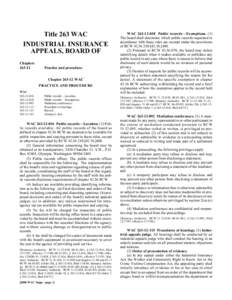 Title 263 WAC INDUSTRIAL INSURANCE APPEALS, BOARD OF Title 263  Chapters