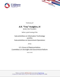 Testimony of  A.R. “Trey” Hodgkins, III Senior Vice President before a joint hearing of the