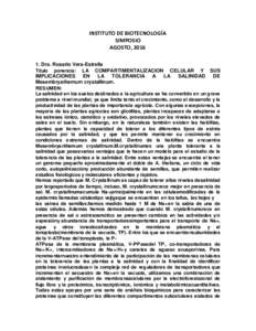 INSTITUTO DE BIOTECNOLOGÍA SIMPOSIO AGOSTO, Dra. Rosario Vera-Estrella Título ponencia: LA COMPARTIMENTALIZACION CELULAR Y SUS IMPLICACIONES