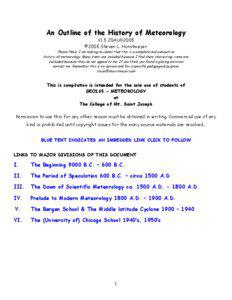 An Outline of the History of Meteorology