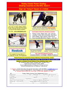 Robby Glantz Power Skating… Skating Coaches to the NHL Stars!!! Sign Up Today!!! Space is Limited…