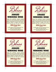 AWARD WINNING WINE AWARD WINNING WINE