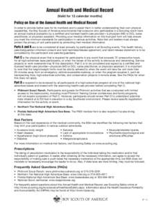 Pulmonology / Boy Scouts of America / Respiratory therapy / Kanik / Nutrition / Diabetes / Northern Tier National High Adventure Bases / Florida National High Adventure Sea Base / Boy Scouting / Philmont Scout Ranch / Scouting in the United States / Scouting